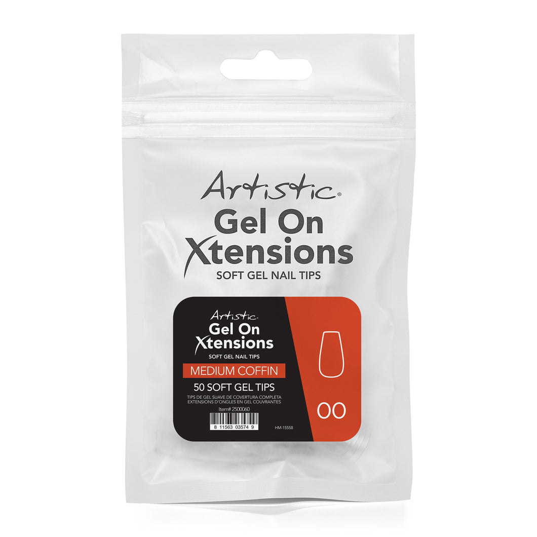 Artistic Gel On Xtension Tips Medium Coffin  #00 50pk
