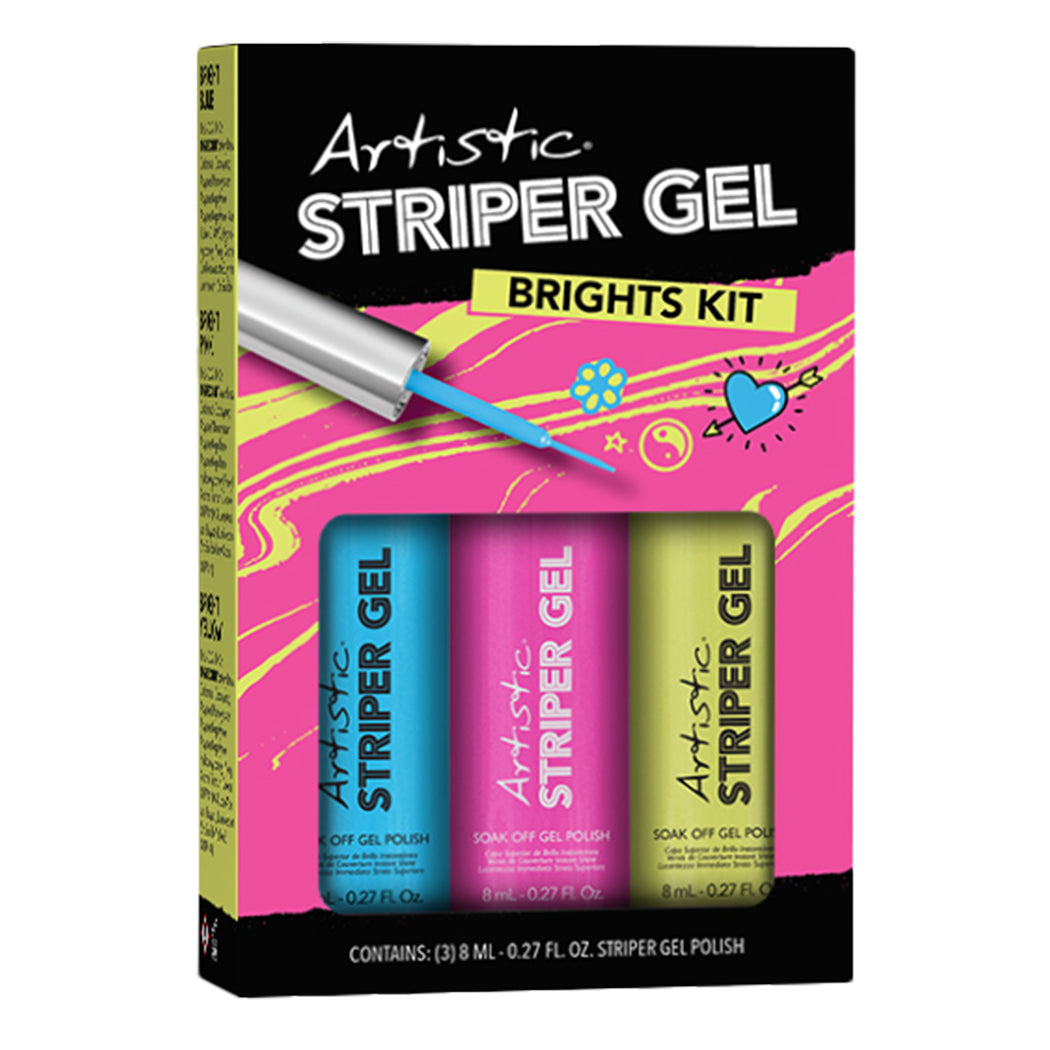Artistic Nail Design 3pc Striper Gel Kit - Brights