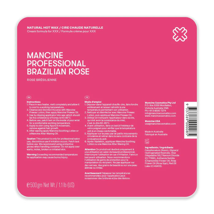 MANCINE HOT WAX BRAZILIAN ROSE 500G