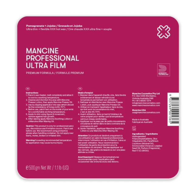 Mancine Hot Wax Pomegranate + Jojoba 500g