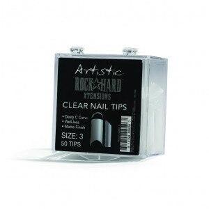 Artistic Rock Hard Xtentions Clear Nail Tips 50ct Size 3 - Professional Salon Brands
