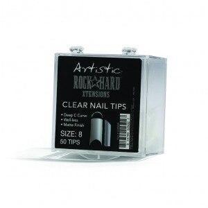 Artistic Rock Hard Xtentions Clear Nail Tips 50ct Size 8 - Professional Salon Brands