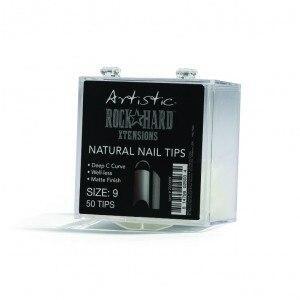 Artistic Rock Hard Xtentions Natural Nail Tips 50ct Size 9 - Professional Salon Brands