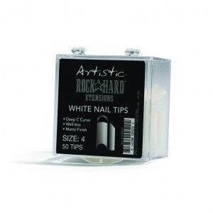Artistic Rock Hard Xtentions White Nail Tips 50ct Size 4 - Professional Salon Brands