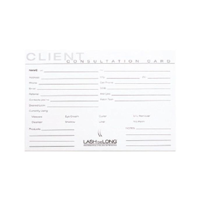 LASH beLONG Client Consultation Cards - Professional Salon Brands