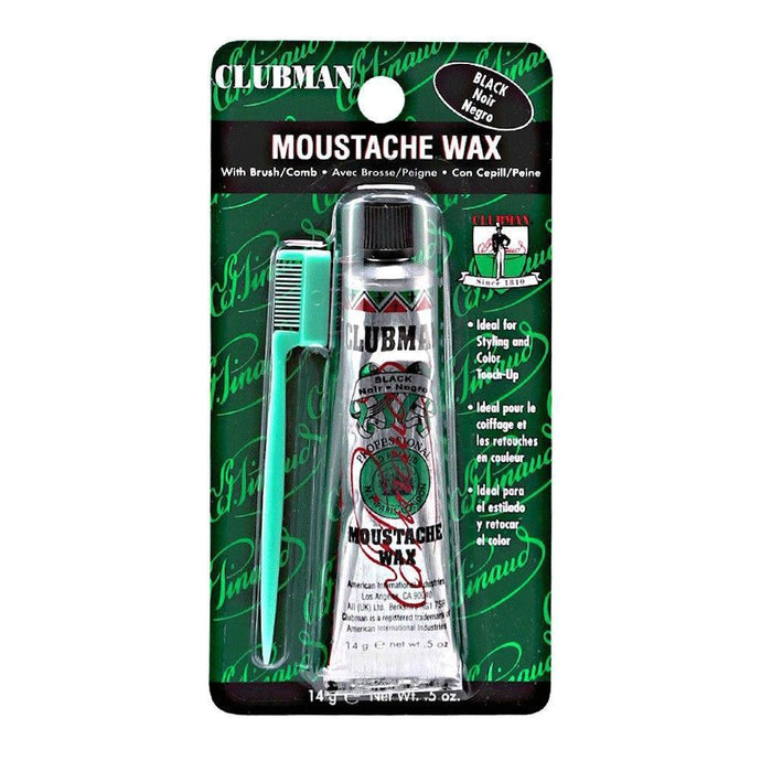 Clubman Pinaud Moustache Wax Hang Pack - Black 14g - Professional Salon Brands